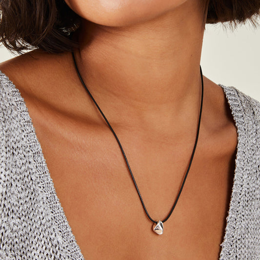 Sterling Silver-Plated Cord Pendant Necklace