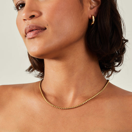 Real Gold Plated Waterproof Twist Chain Necklace