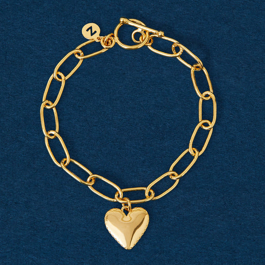 14k Real Gold Plated Heart Chain Bracelet