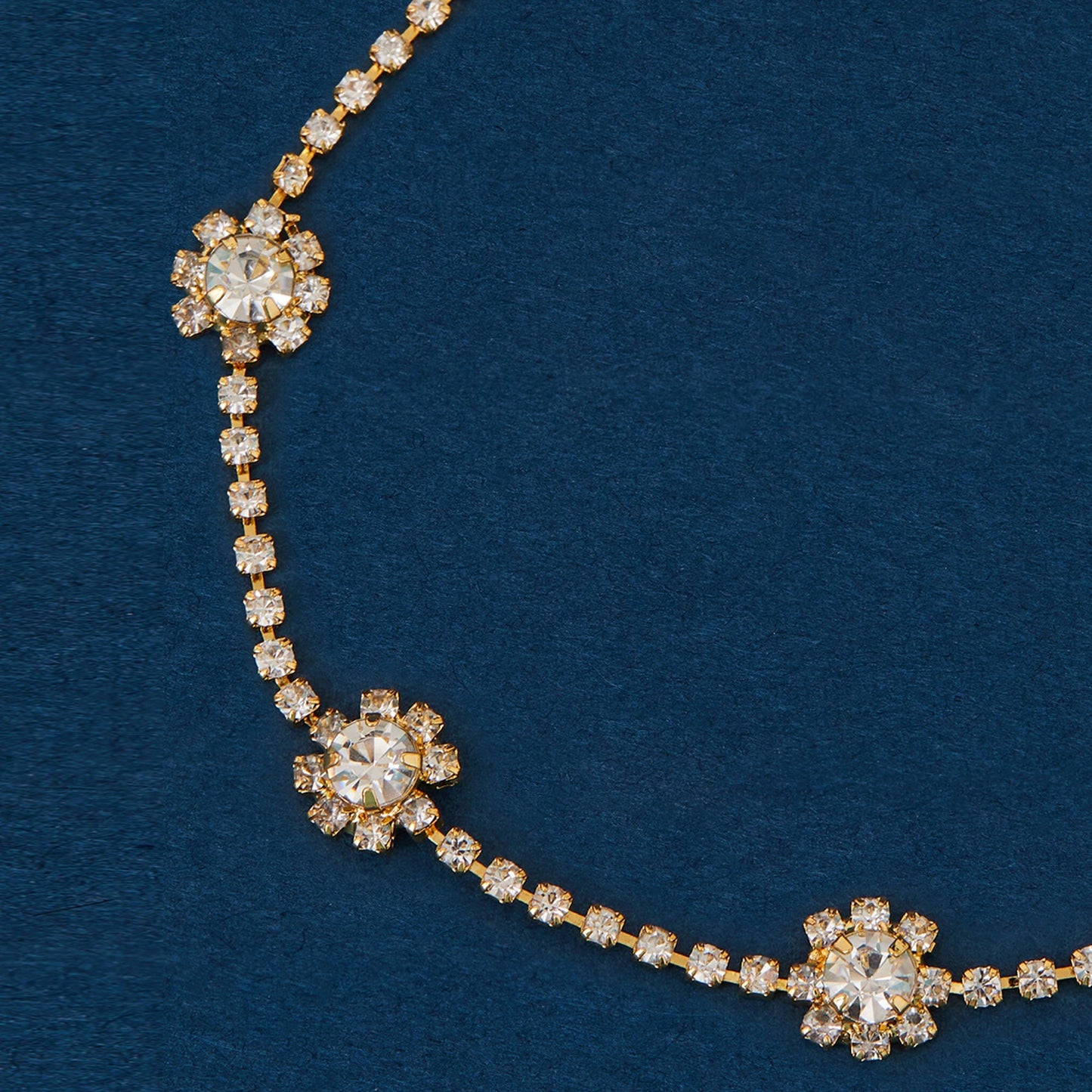 14k Real Gold Plated Cubic Zirconia Daisy Chian Bracelet