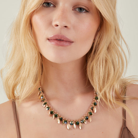Leaf and Geam Necklace