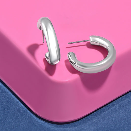 London Women'sSilver Small Chunky Hoop Earring