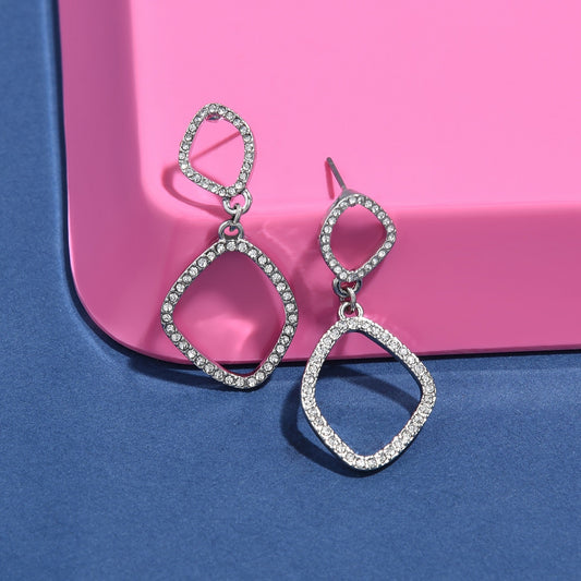 London Women's Silver Pave Organic Short Drops Earring