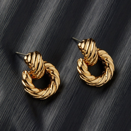 London Women's Gold Berry Blush Twisted Tiny Doorknocker Earring