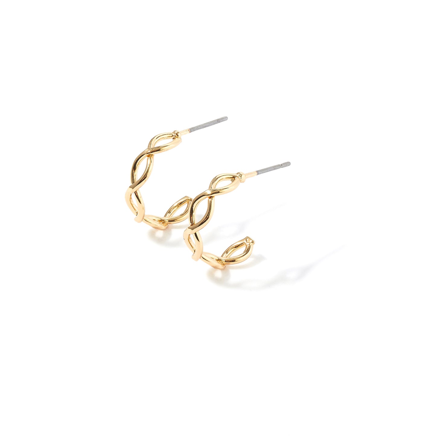 London Women's Gold Crossover Hoop Earring