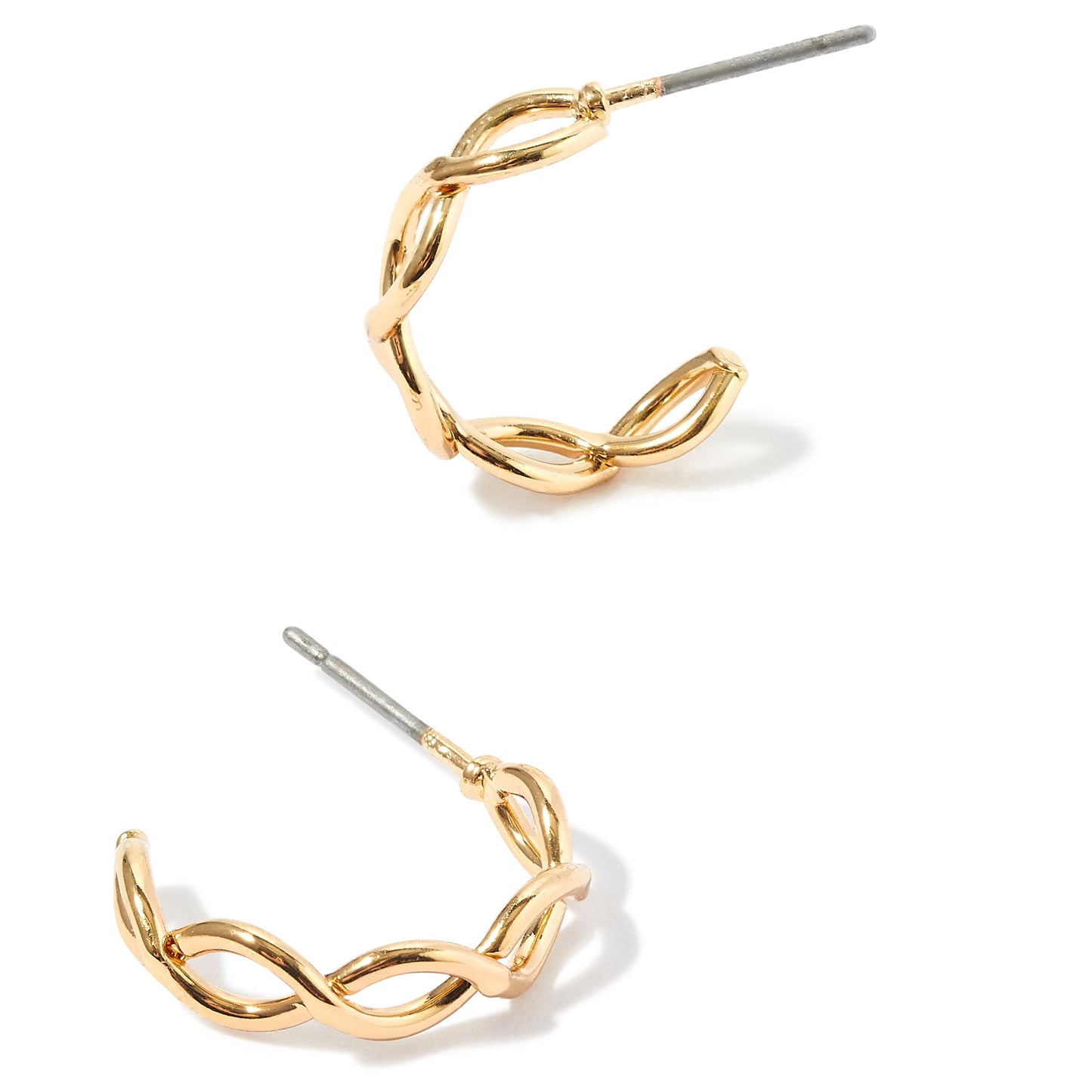 London Women's Gold Crossover Hoop Earring