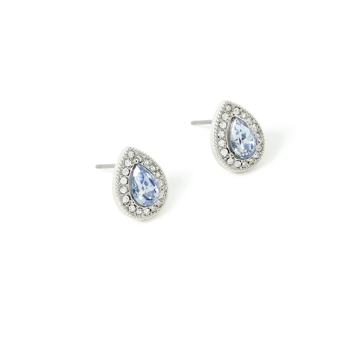 London Women's Blue Pear Crystal Stud Earring