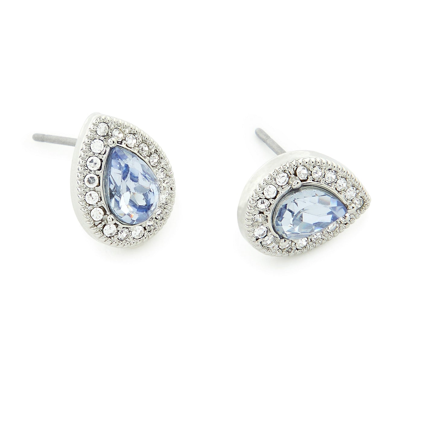 London Women's Blue Pear Crystal Stud Earring