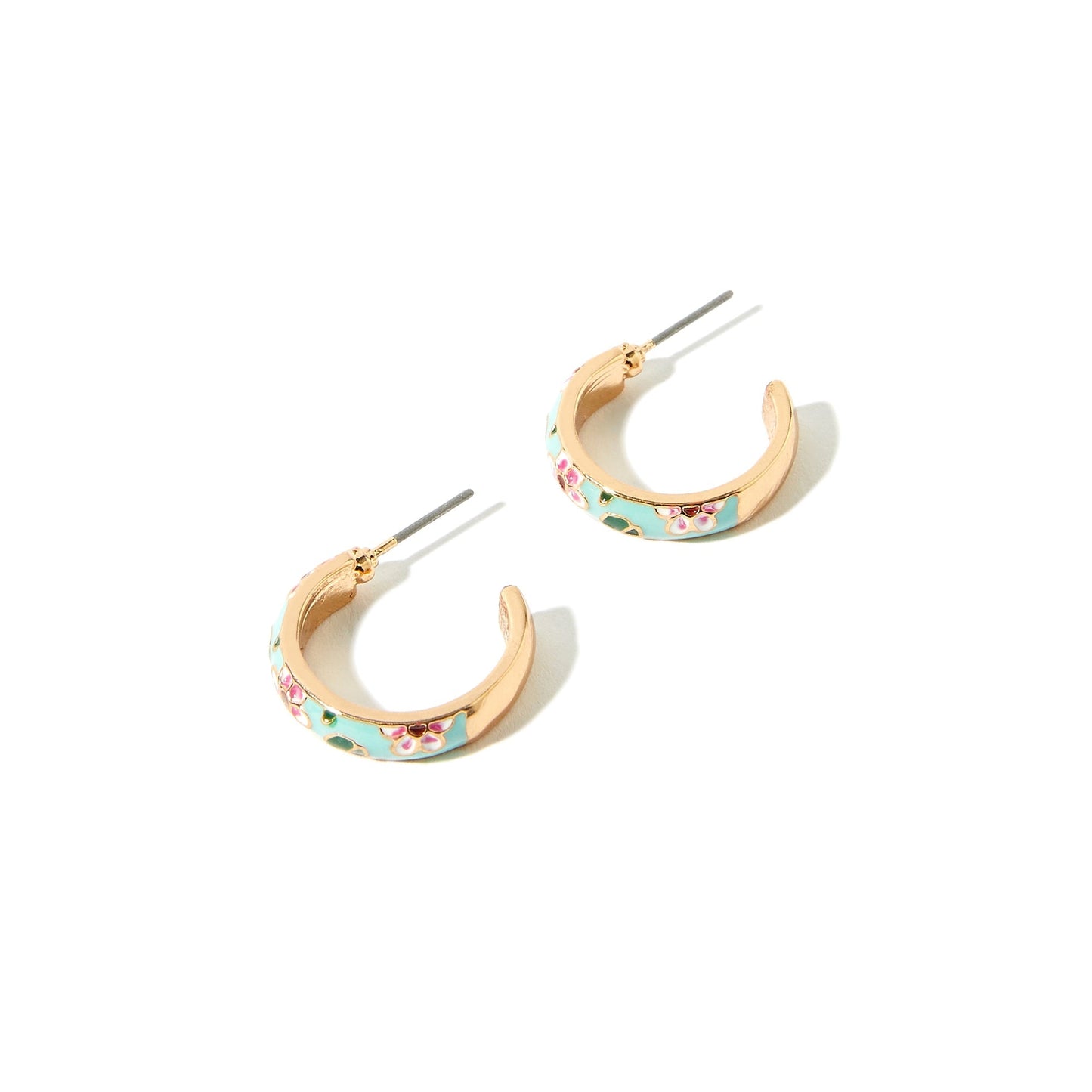 London Women's Romantic Ramble Enamel Flower Hoop Earrings