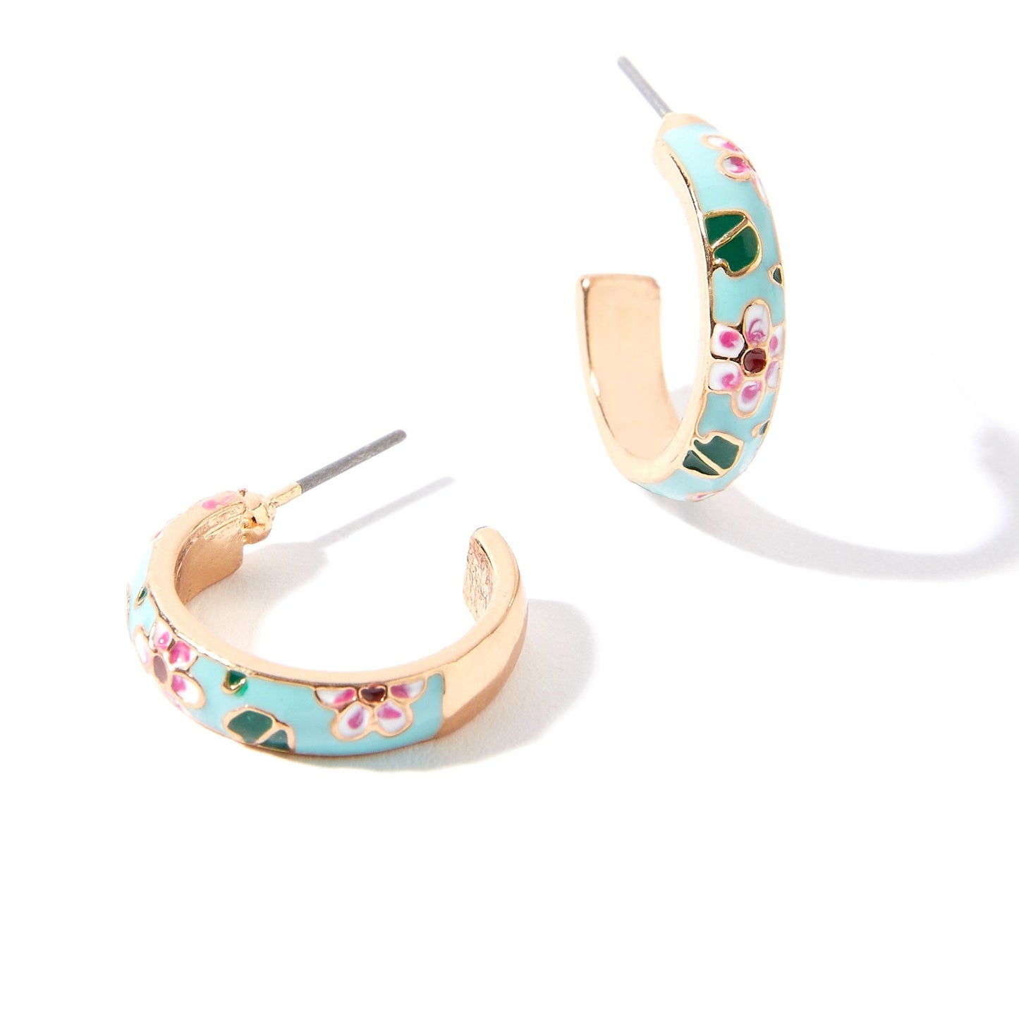 London Women's Romantic Ramble Enamel Flower Hoop Earrings