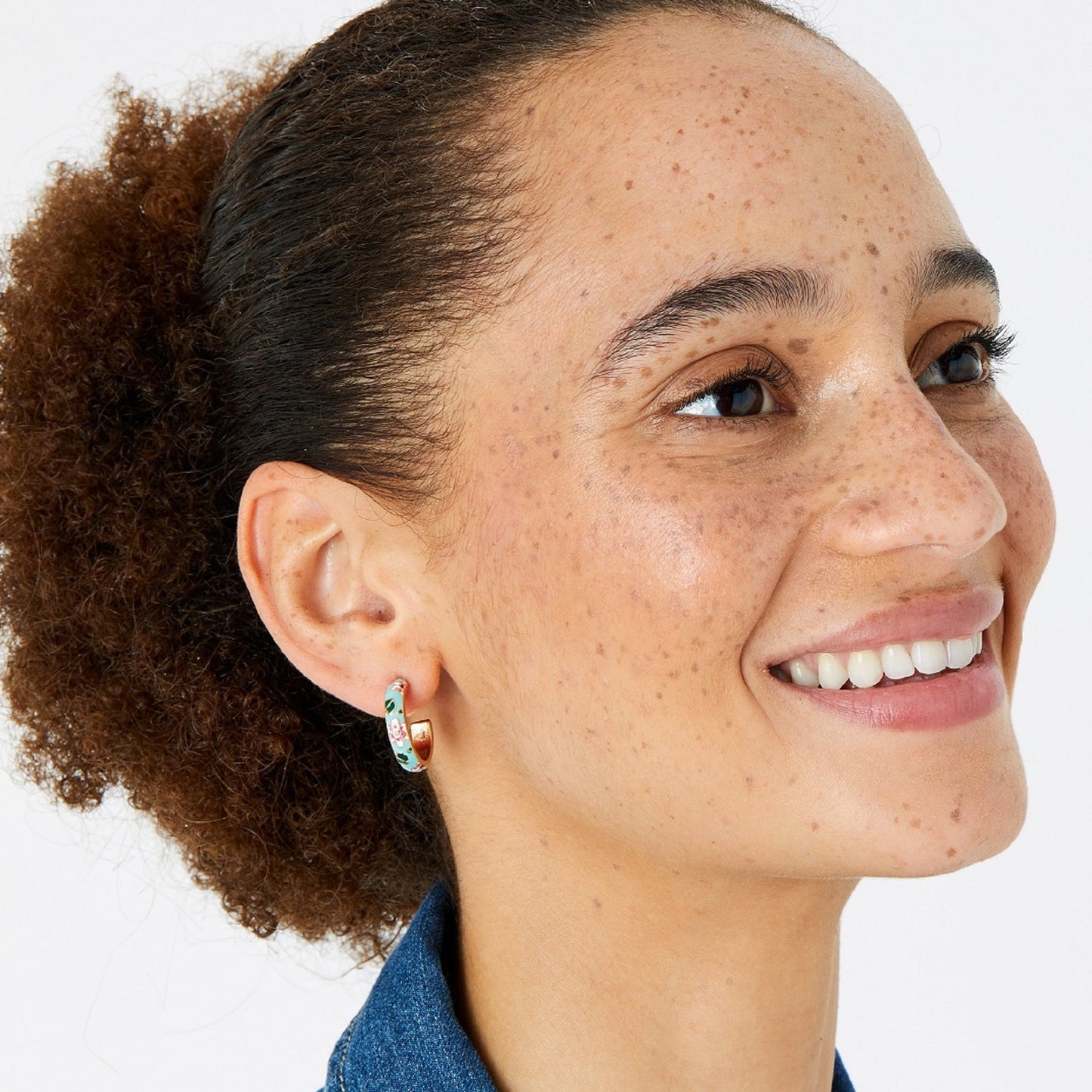 London Women's Romantic Ramble Enamel Flower Hoop Earrings