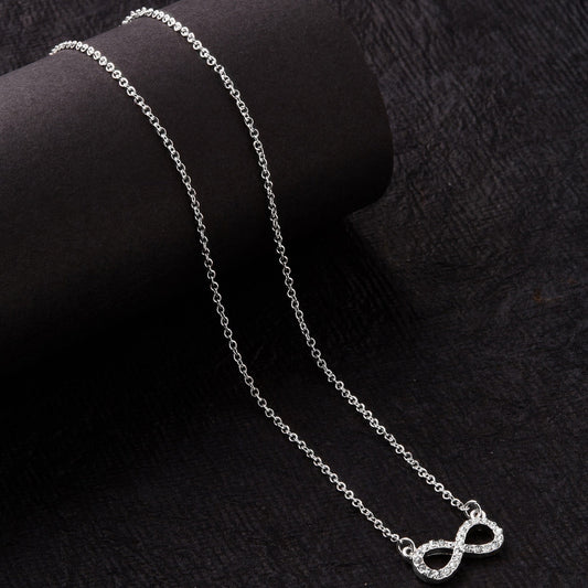 London Women's Silver Crystal Eternity Symbol Pendant necklace