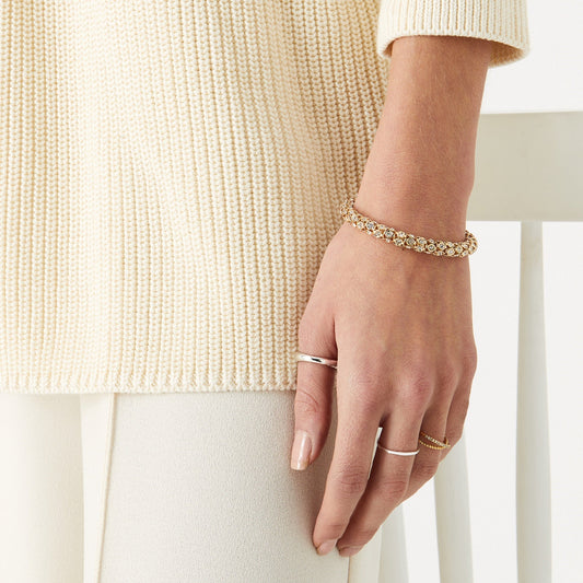 London Women's Pastel Pop Gold Crystal Cuff Bracelet