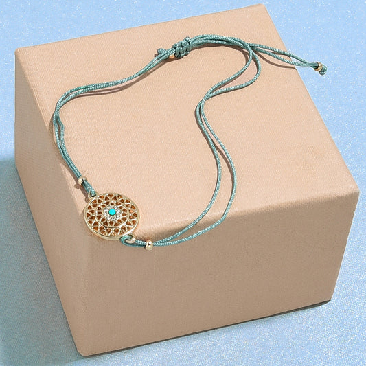 London Women's Filigree Green Turq Stone Friendship Bracelet