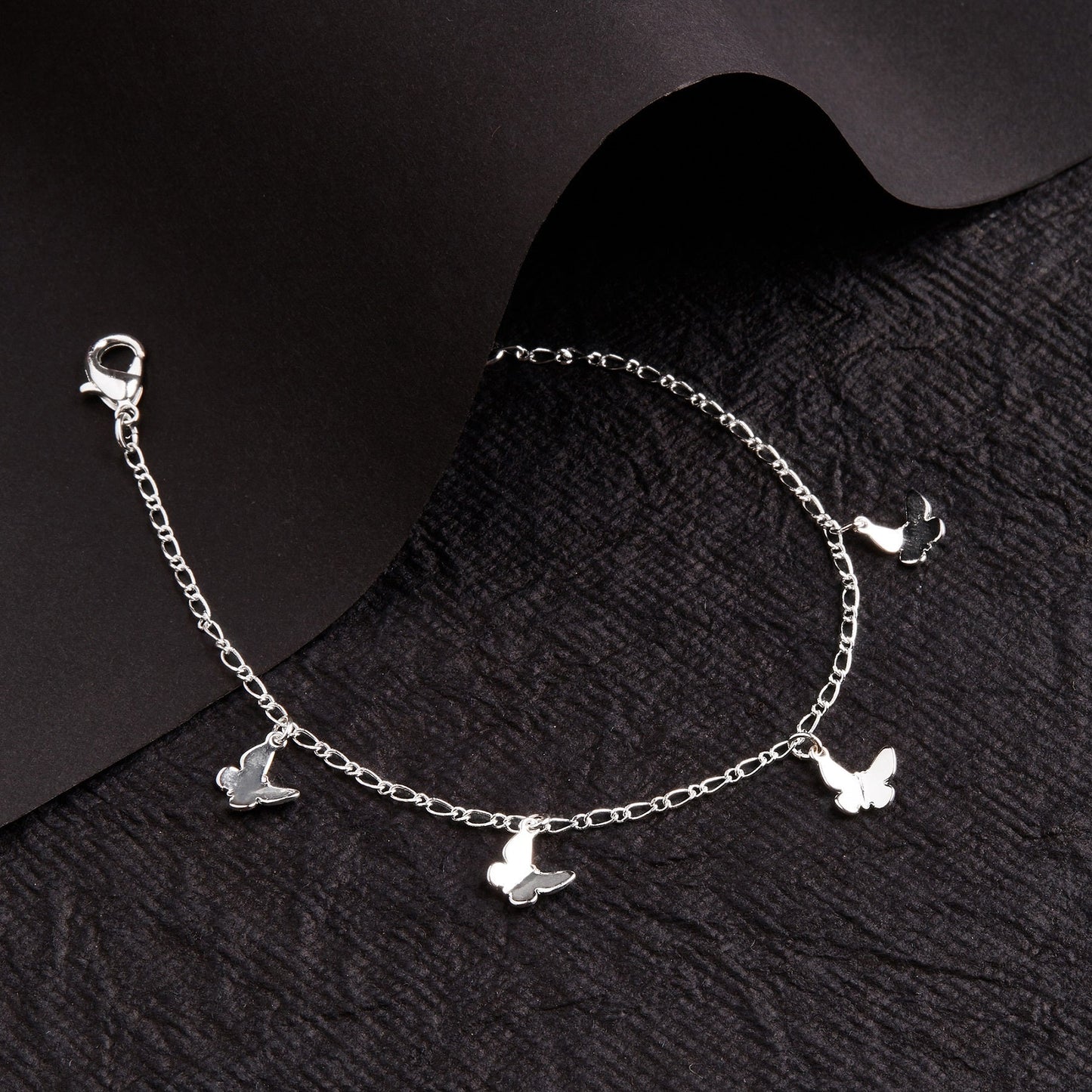 London Women's Silver Butterfly Charms Bracelet