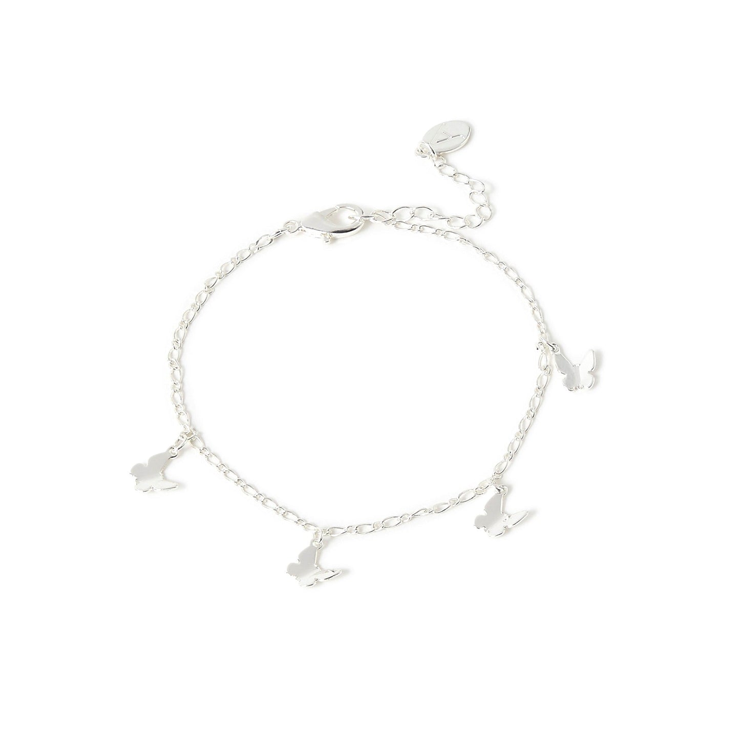 London Women's Silver Butterfly Charms Bracelet