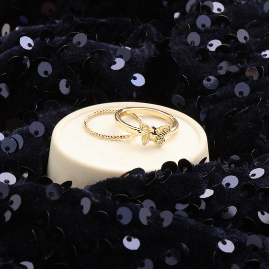 London Women's Set Of 2 Butterfly Stacking Rings Medium