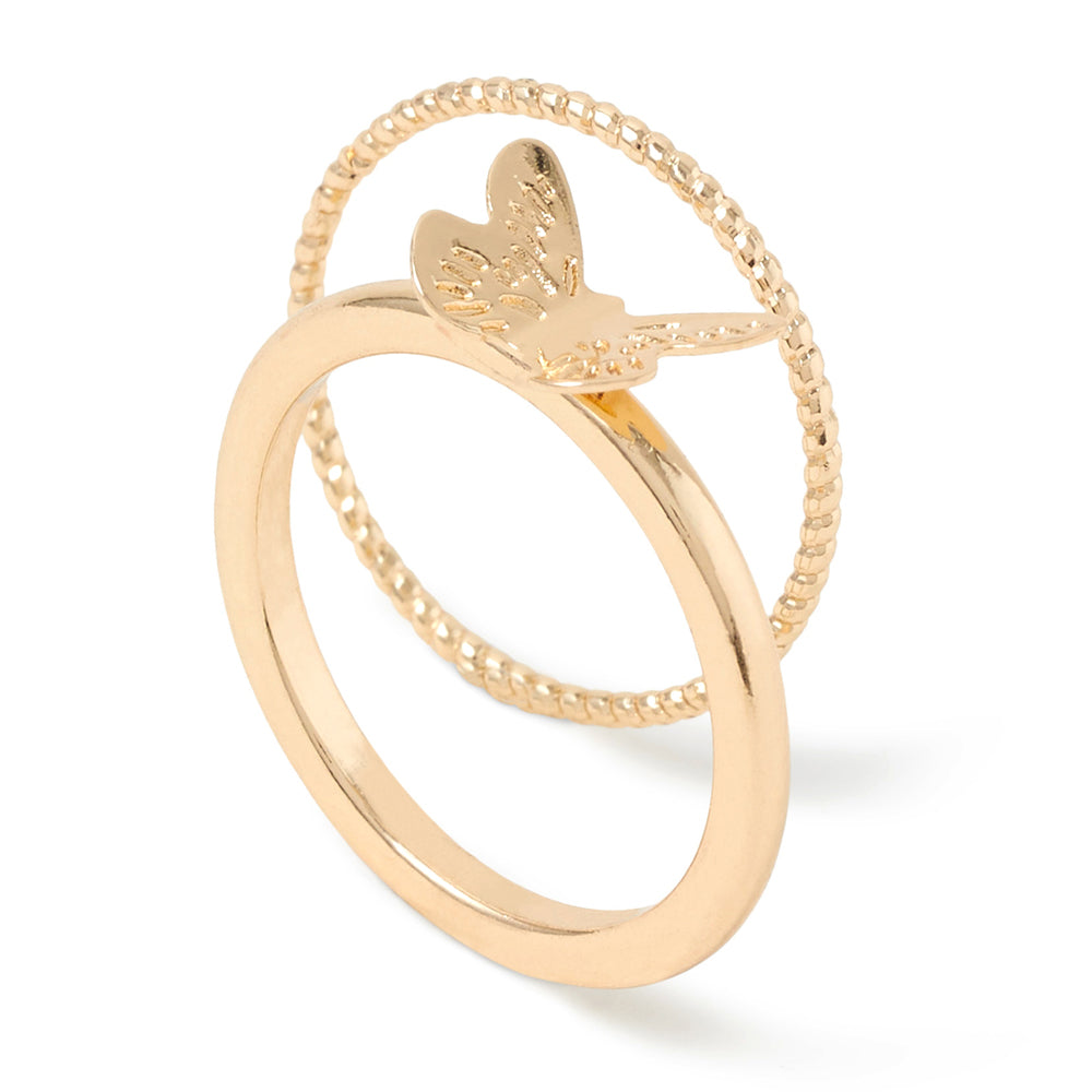 London Women's Set Of 2 Butterfly Stacking Rings Medium