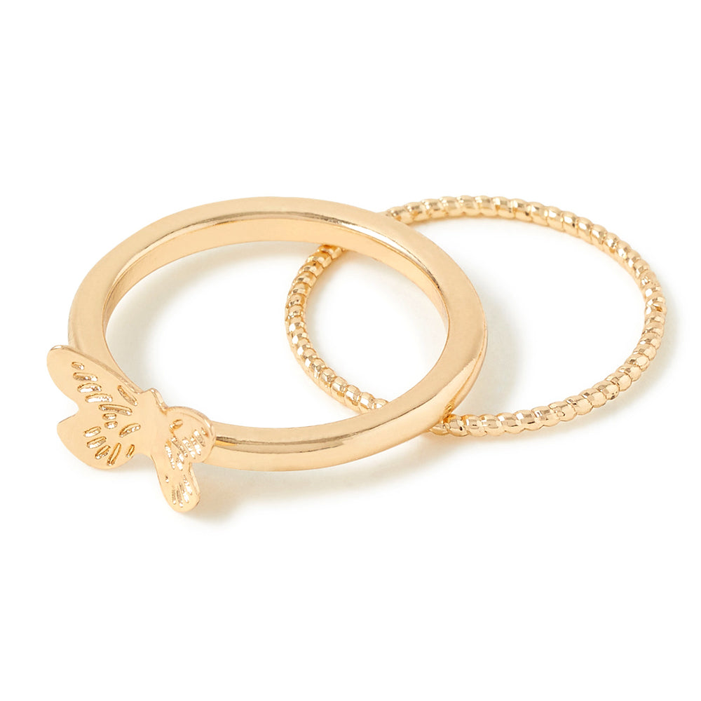 London Women's Set Of 2 Butterfly Stacking Rings Medium