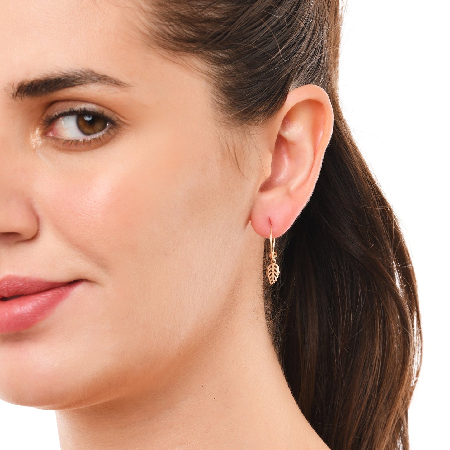 London Women'S Pink Set Of 3 Pearl Leaf Hoop Earring Pack