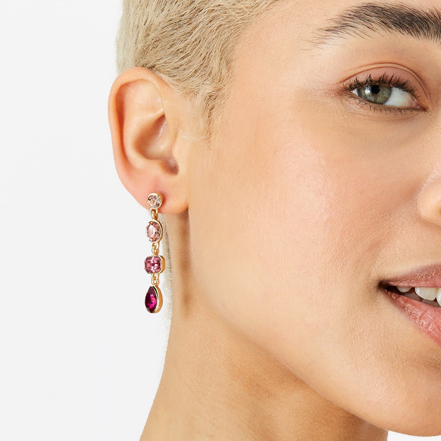 London Women's pink Willow Eclectic Stones Long Earring