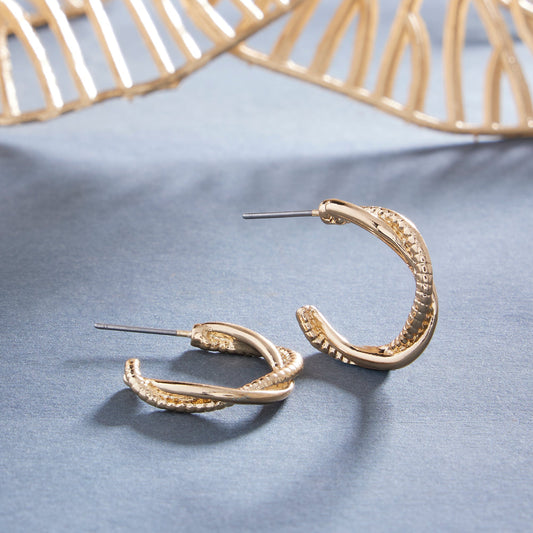 London Women's gold Super Classics Twist Textured Hoops Earring