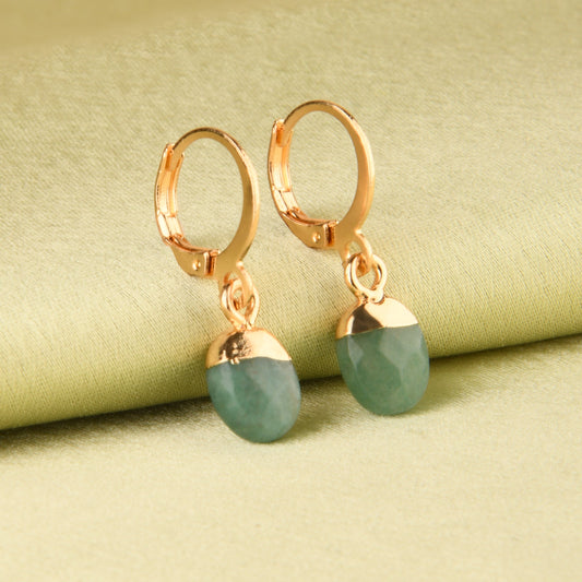London Women's green Celestial Stone Drop Huggie Earring