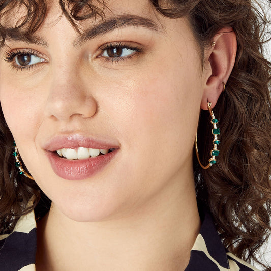London Women's green Willow Wire Station Crystal Hoops