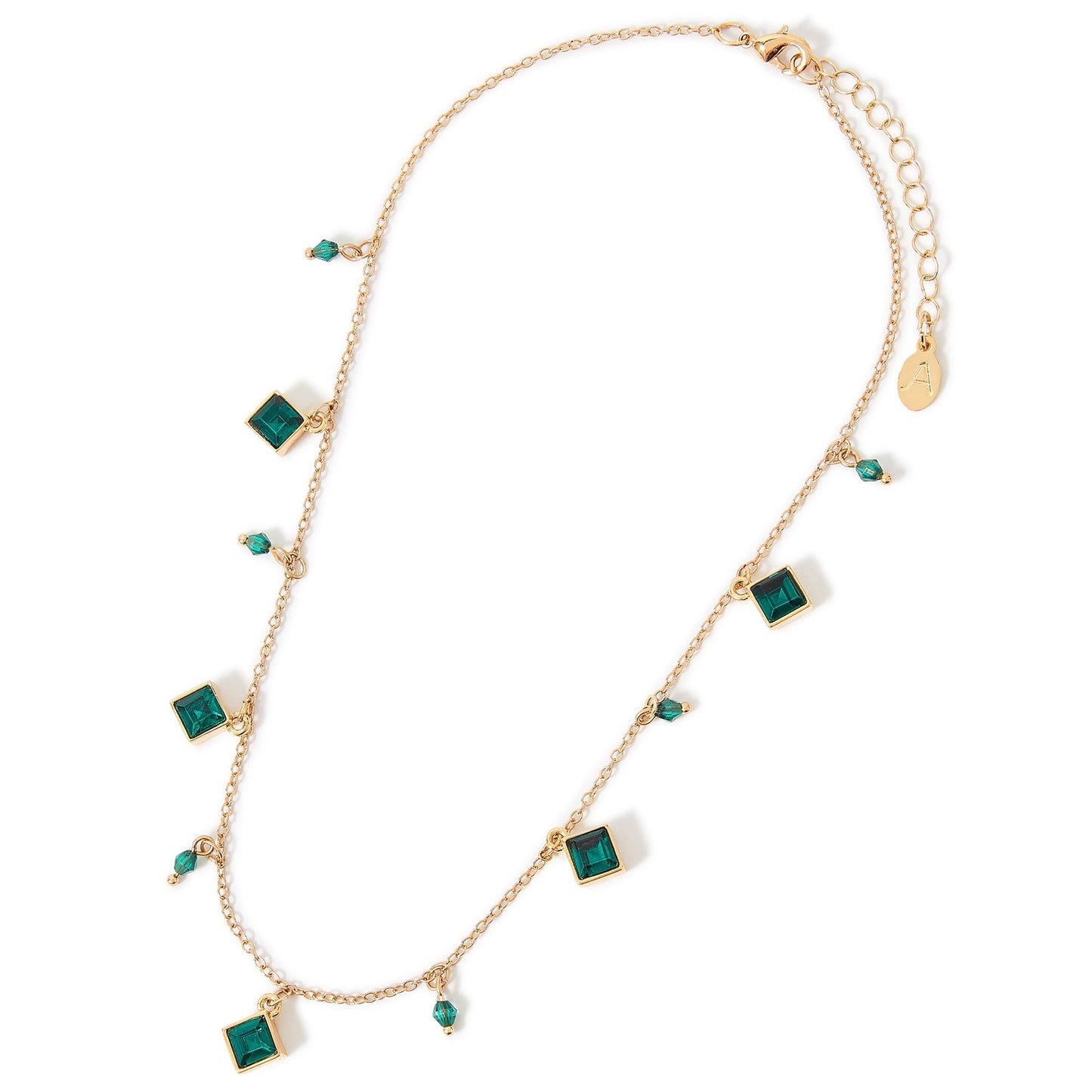 London Women's Green Willow Ditsy Gem Drop Collar Necklace
