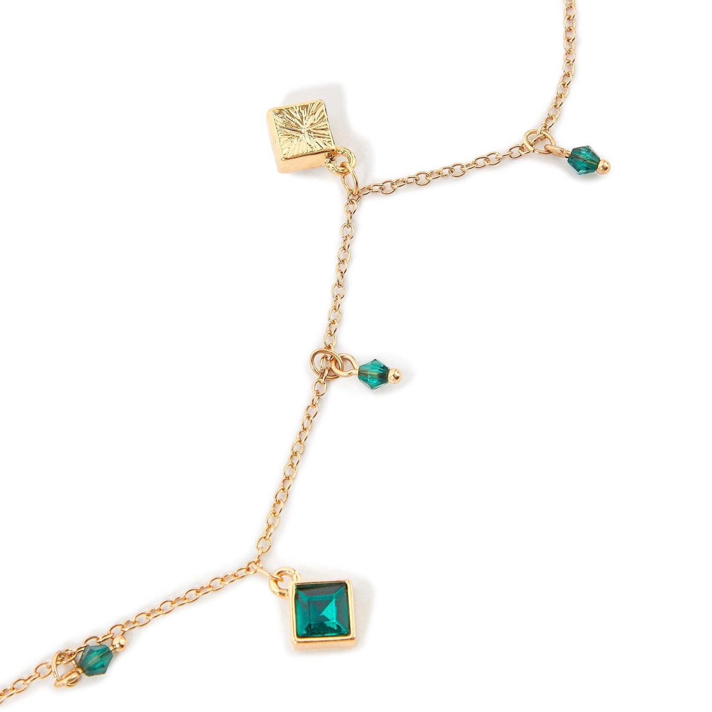 London Women's Green Willow Ditsy Gem Drop Collar Necklace