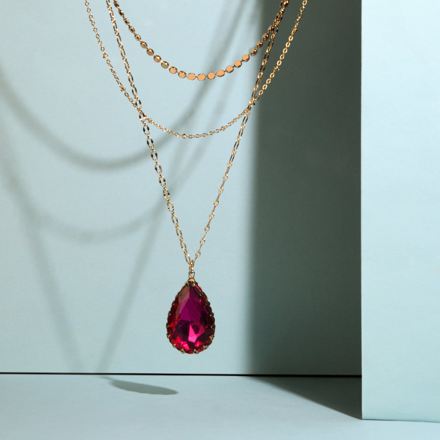 London Women's Pink Willow Set of 3 Fancy Gem Multi Row Necklace