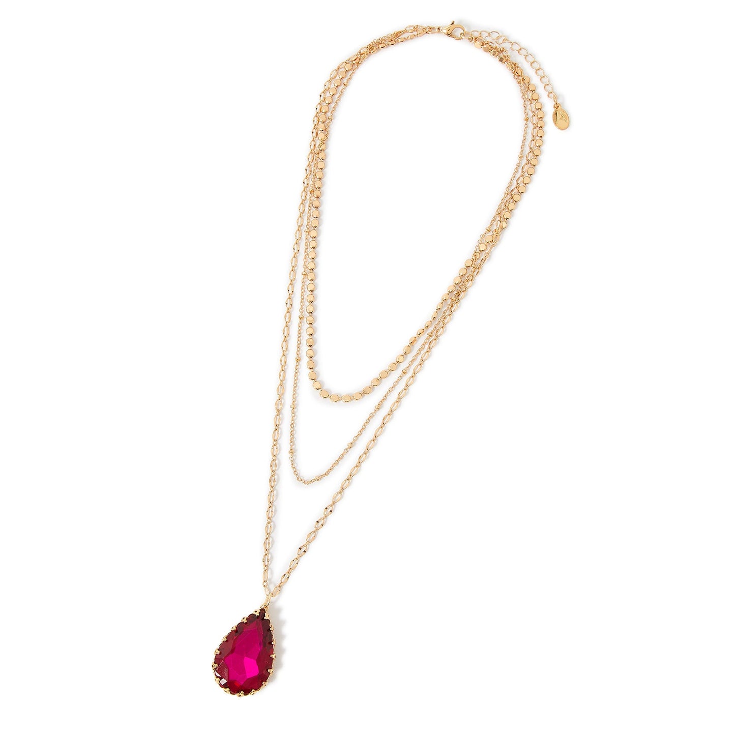 London Women's Pink Willow Set of 3 Fancy Gem Multi Row Necklace