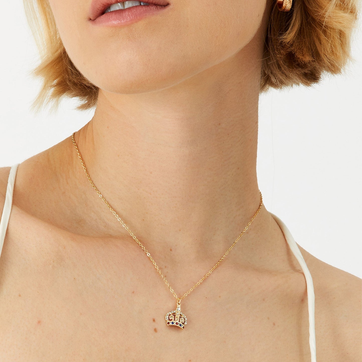 London Women's Crown Crystals Pendant Necklace