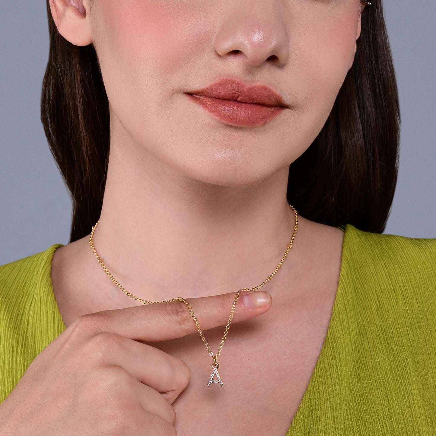 London Women's Gold Initial A Sparkle Pendant Necklace