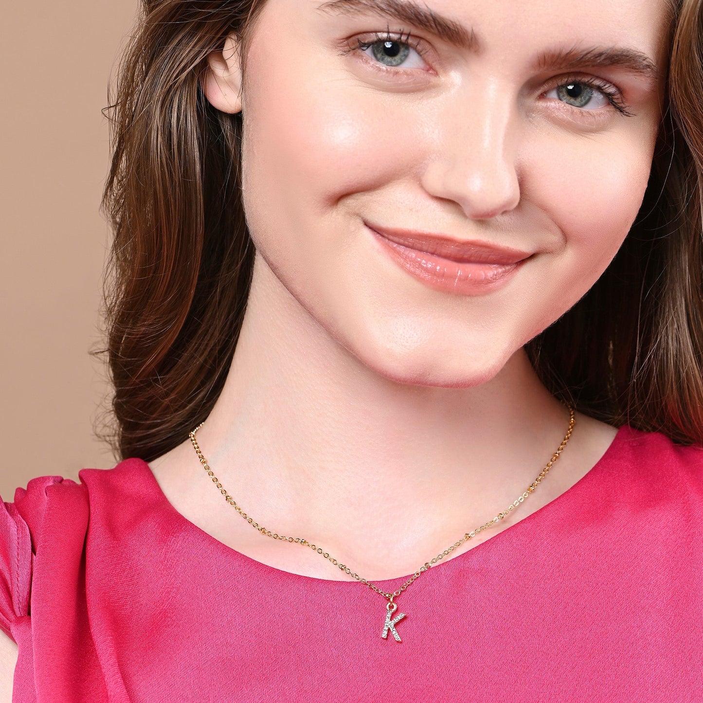 London Women's Gold (K) Initial Sparkle Pendant Necklace