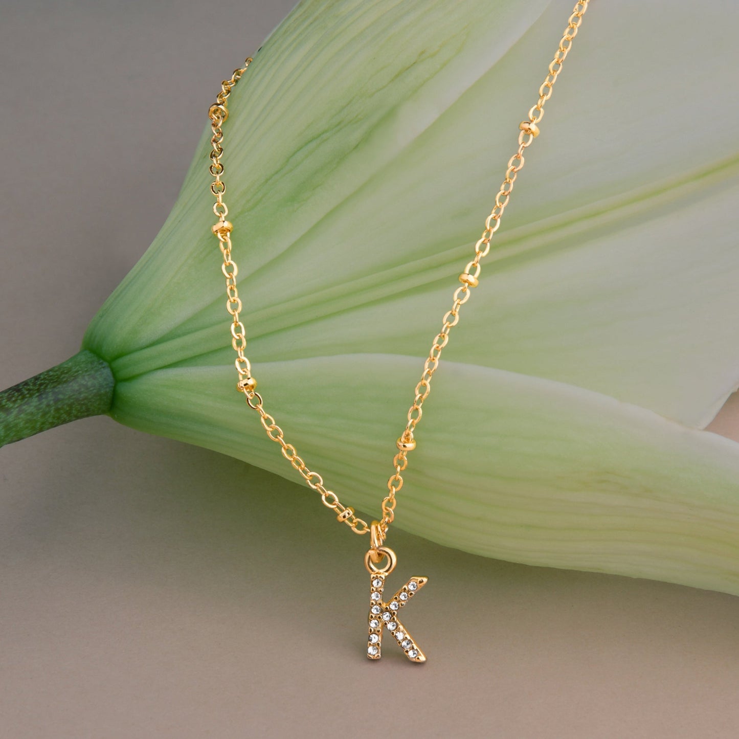 London Women's Gold (K) Initial Sparkle Pendant Necklace