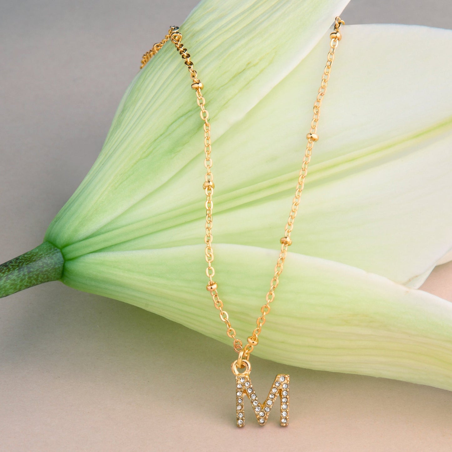 London Women's Gold (M) Initial Sparkle Pendant Necklace