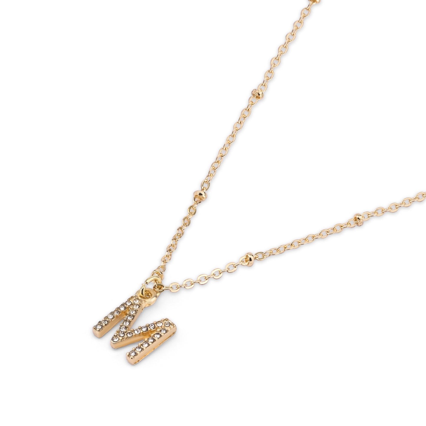 London Women's Gold (M) Initial Sparkle Pendant Necklace