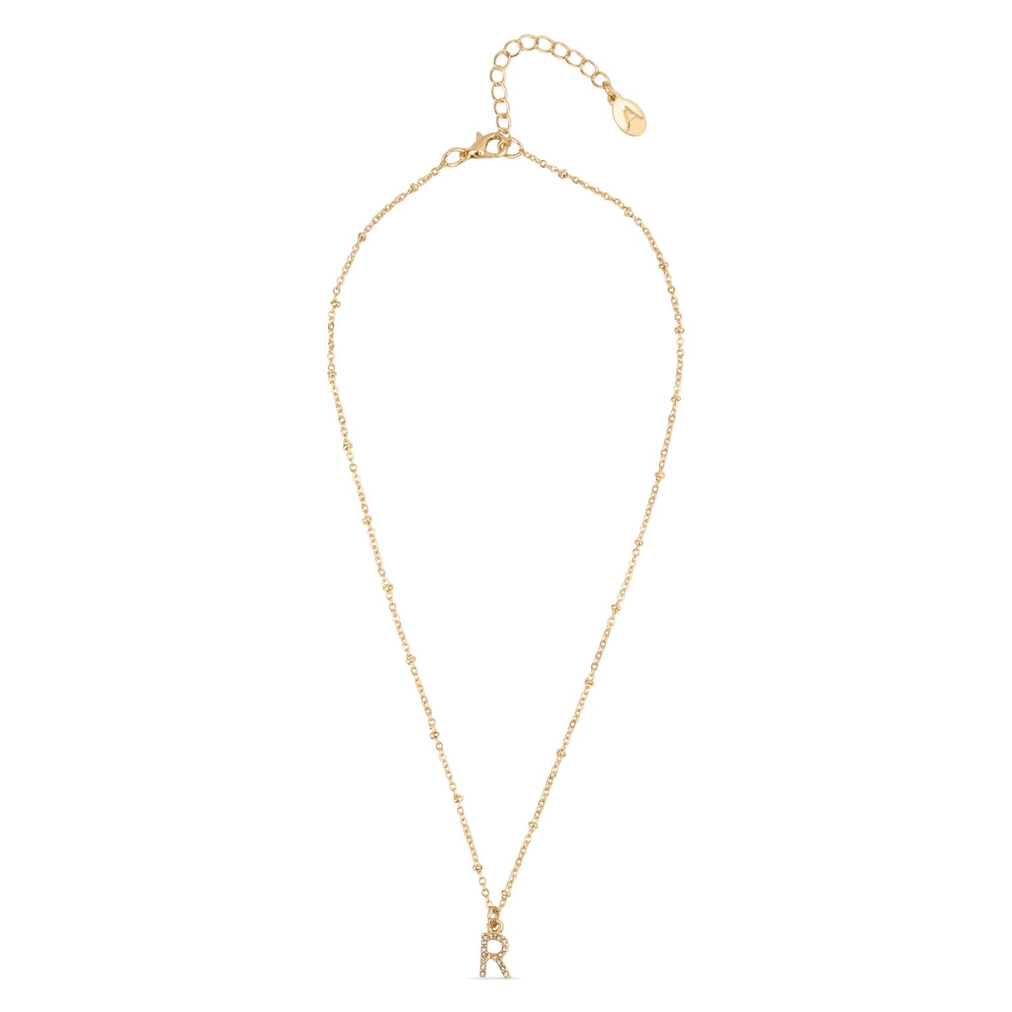 London Women's Gold Initial R Sparkle Pendant Necklace