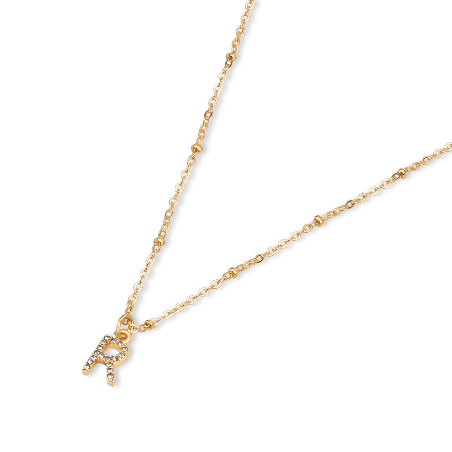 London Women's Gold Initial R Sparkle Pendant Necklace