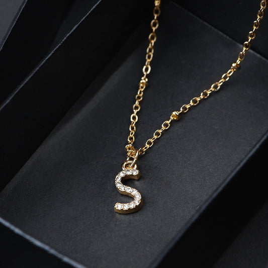 London Women's Gold Initial S Sparkle Pendant Necklace