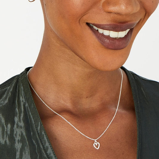 925 Sterling Silver Hallmark Cubic Zirconia Heart Necklace