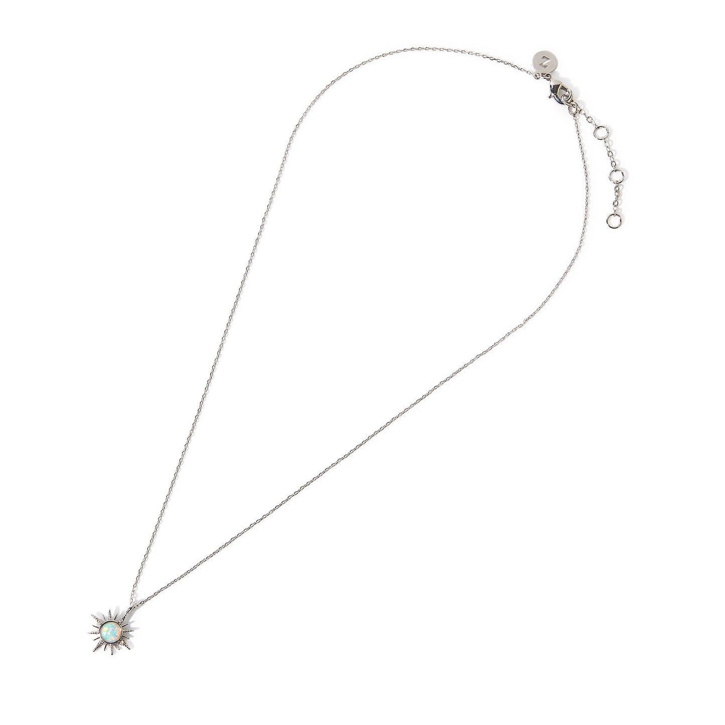 Platinum Plated Opal Starburst Pendant For Women