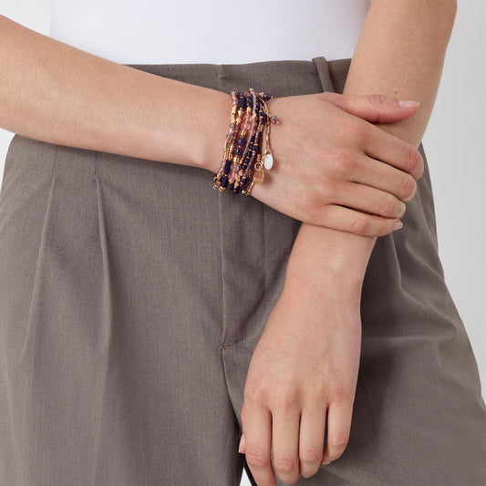 London Women's Purple Amber 9 Stretch Bracelet Pack