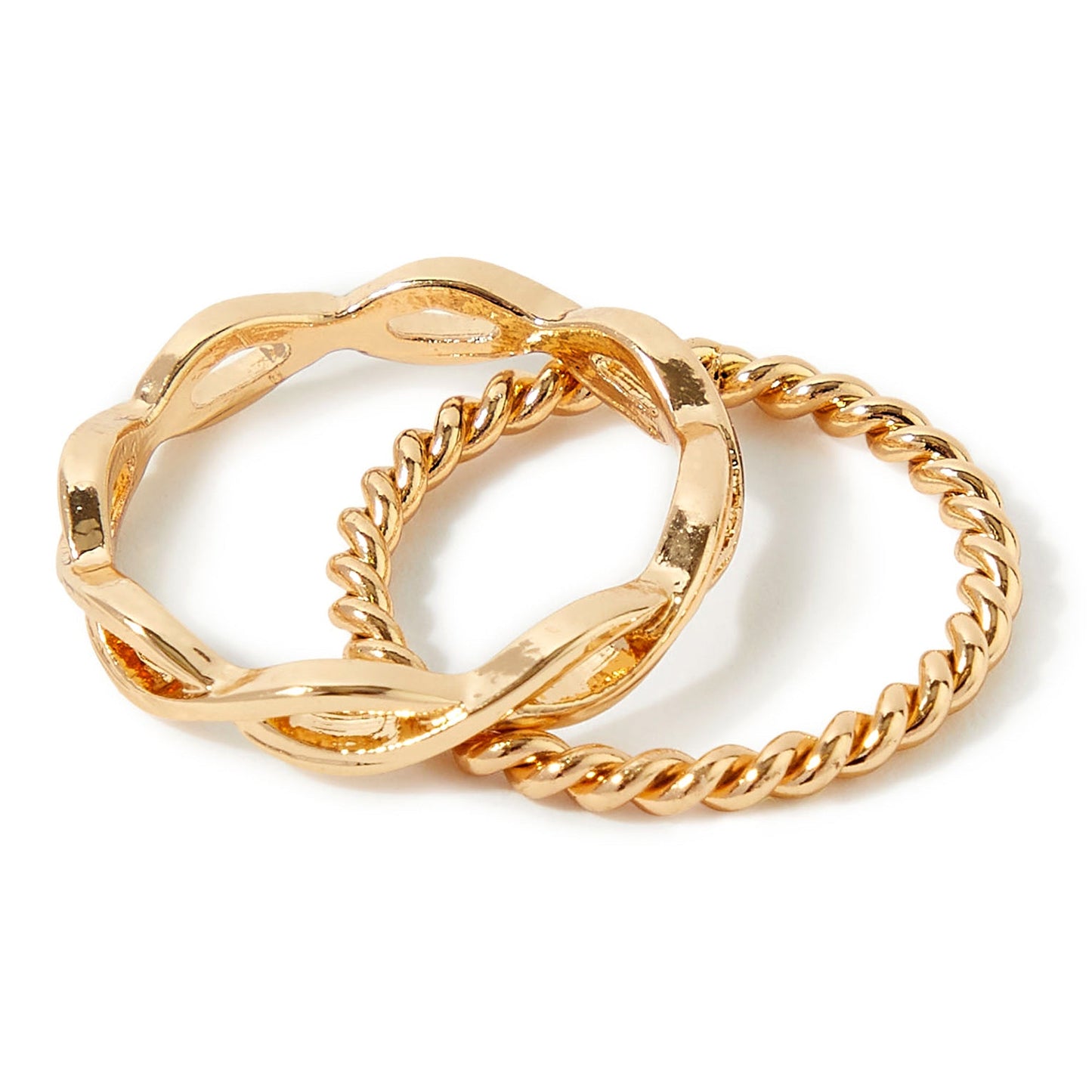 London Women'S Gold Set Of 2 Textured Skinny Ring Pack- Medium