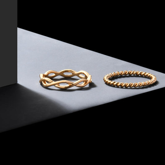 London Women'S Gold Set Of 2 Textured Skinny Ring Pack- Large