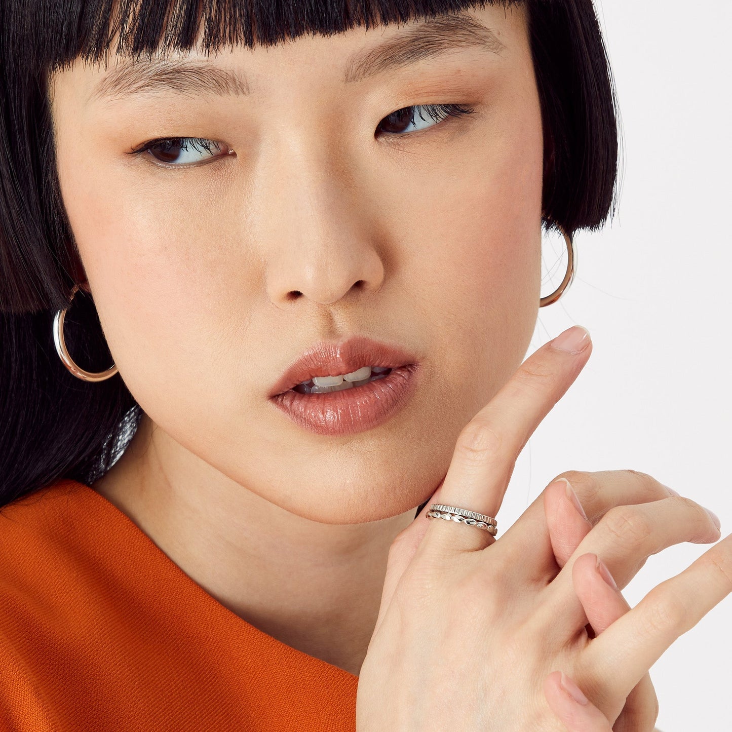 London Women'S Silver Set Of 2 Textured Skinny Ring Pack- Medium