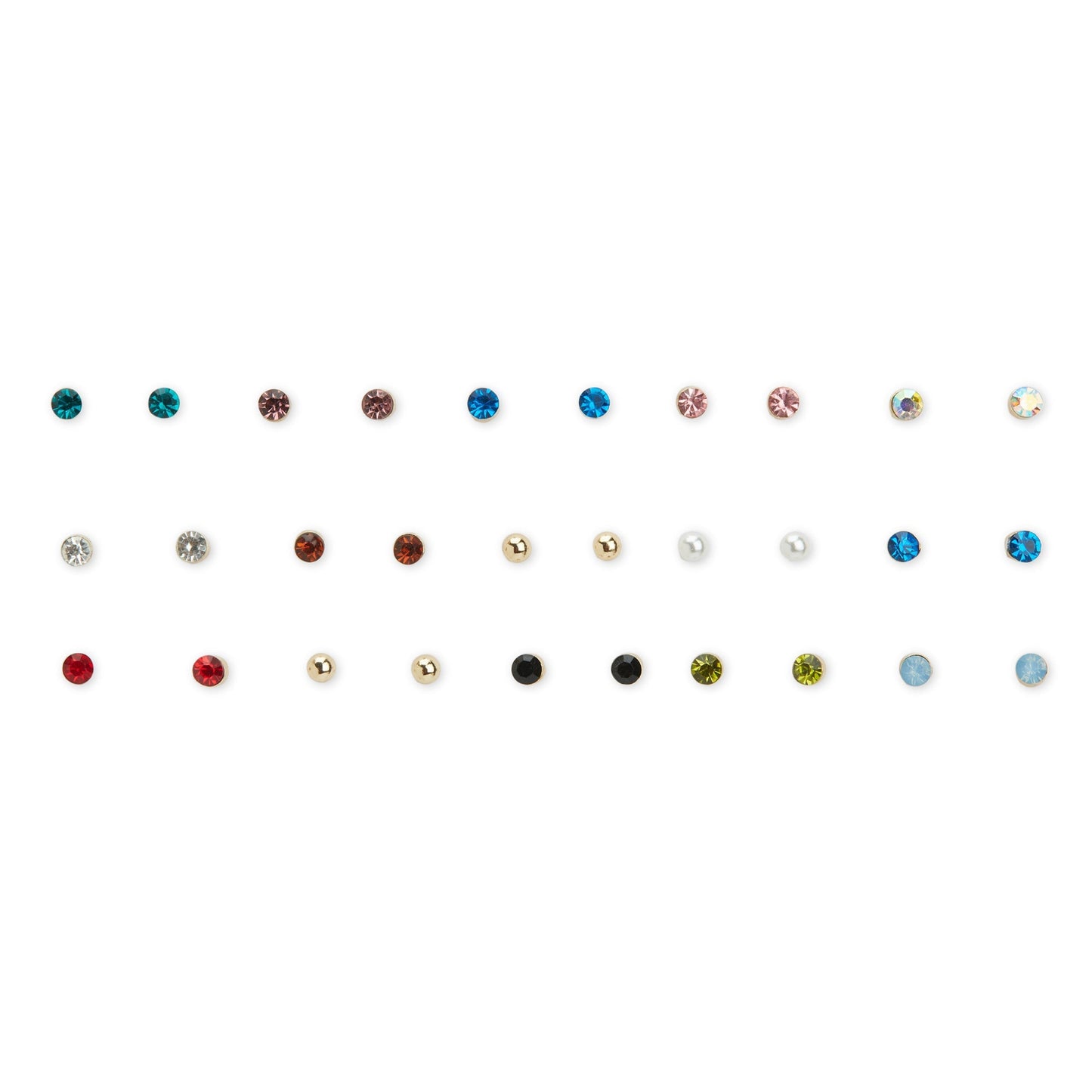 London Women's Multi Set of 15 Multi Stone Stud Earring-DARKS-MULTI