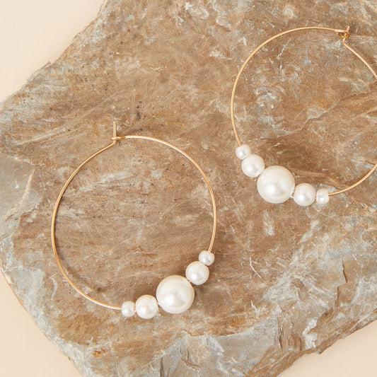 London Women's Oversized Pearl Hoop Earring pearl
