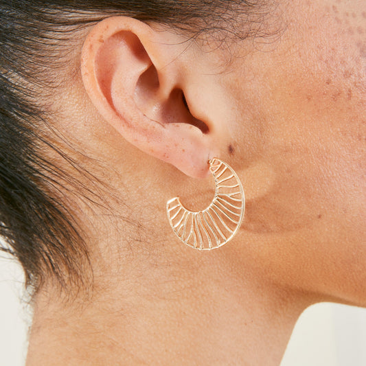 London Women's Gold Cutout Crescent Hoop Earring